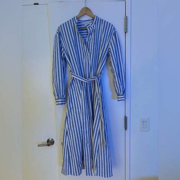 Club Monaco Half Placket Striped Midi Dress, Blue/Multi - Picture 2 of 7